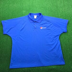 Pepsi Polo Shirt Mens 2XLR Blue Short Sleeve Employee Uniform Work Wear
